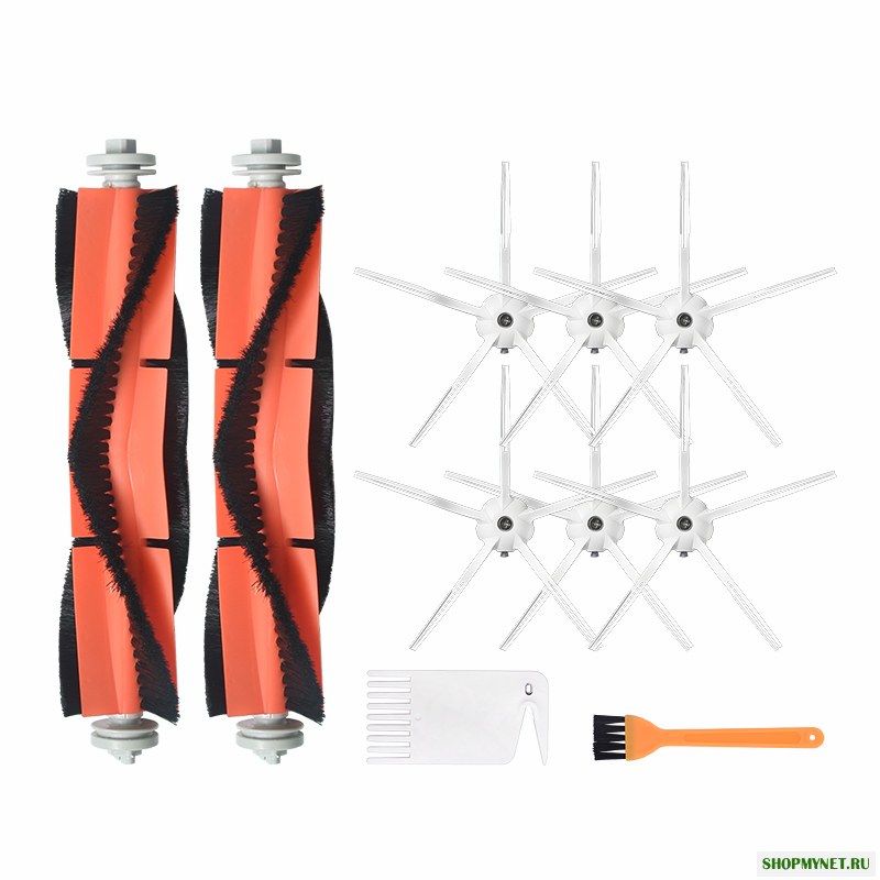 10шт Замена для Xiaomi Roborock Xiaowa Пылесос Запчасти Аксессуары 6 * 5-рычаг боковых щеток 2 * Main Кисти 1 * Желтый Щетка 1 * Белый Щетка